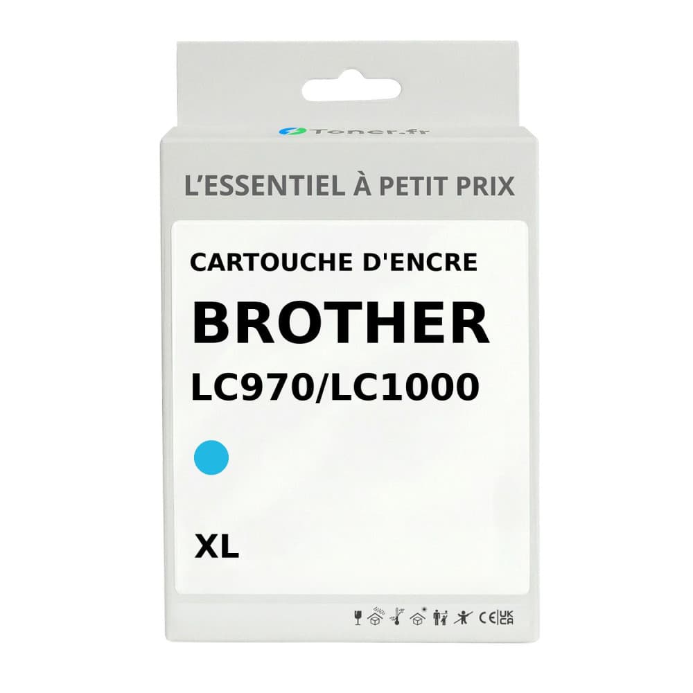 Cartouche d'encre compatible Brother LC970/LC1000 XL Cyan
