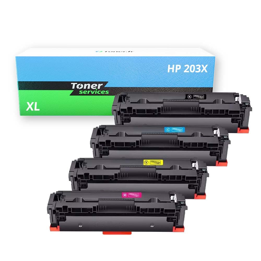 Pack de 4 toners compatible HP 203 XL Noir et couleurs