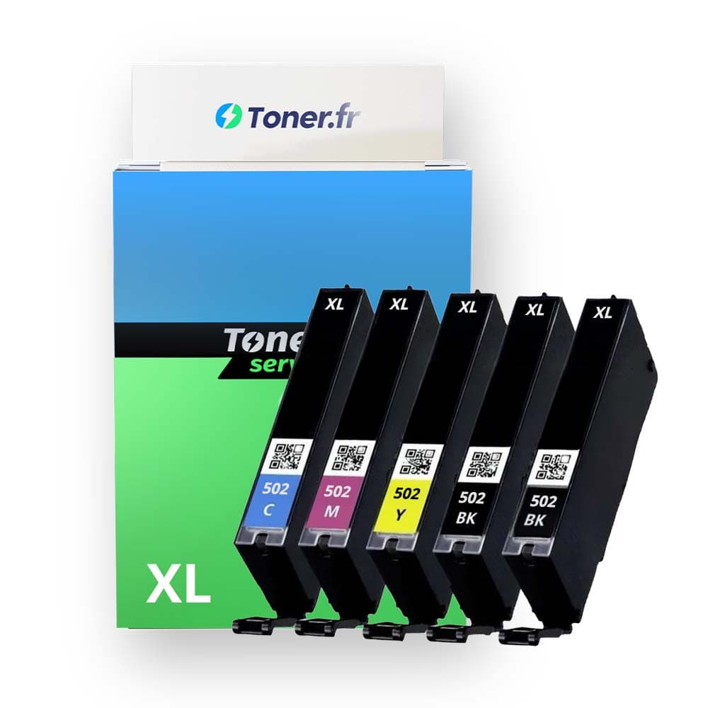 Pack de 5 cartouches d'encre compatibles Epson 502 XL Noir et couleurs