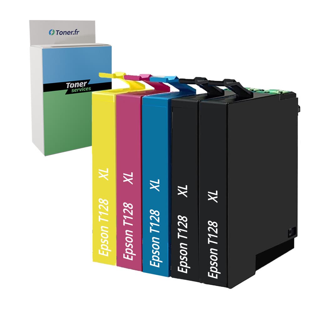 Pack de 5 cartouches d'encre compatibles Epson Pomme XL Noir et couleurs