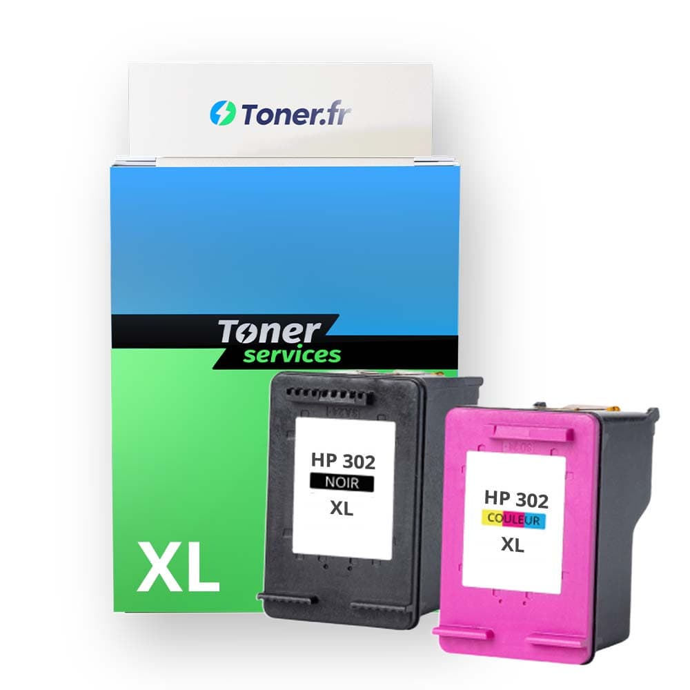 Pack de 2 cartouches d'encre compatibles HP 302 XL noir et tricolor