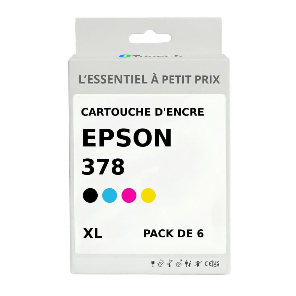 Pack de 6 cartouches d'encre compatibles Epson 378 XL Noir et couleurs