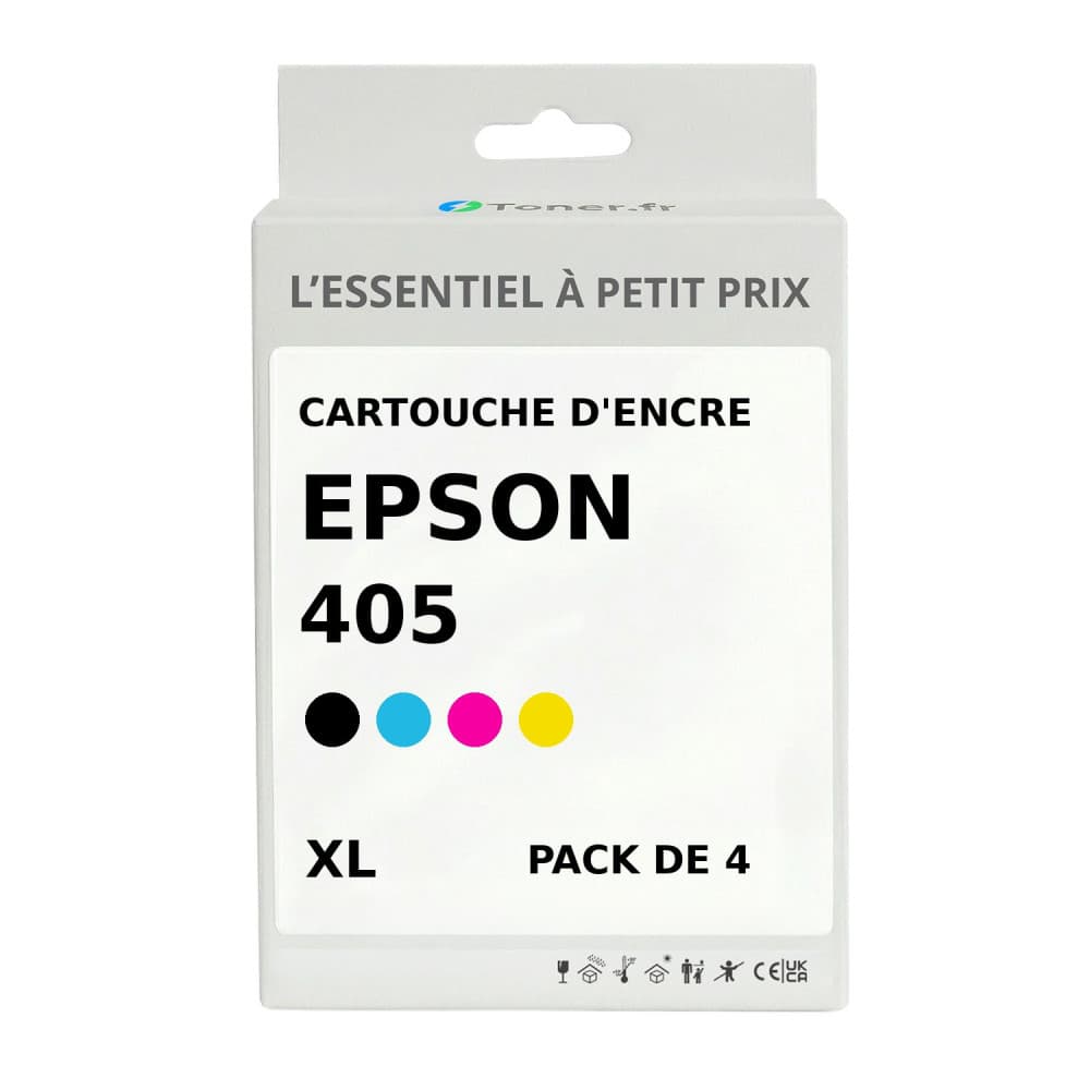 Pack de 4 cartouches d'encre compatibles Epson 405 XL Noir et couleurs